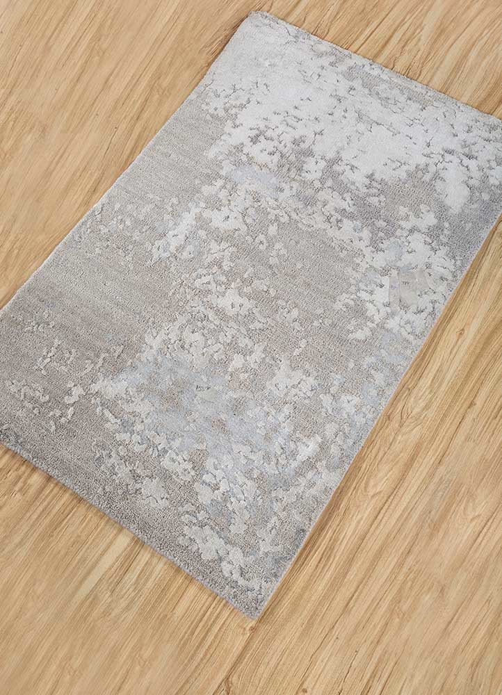 tattvam grey and black wool and bamboo silk hand knotted Rug - FoldShot tattvam grey and black wool and bamboo silk hand knotted Rug - FoldShot
